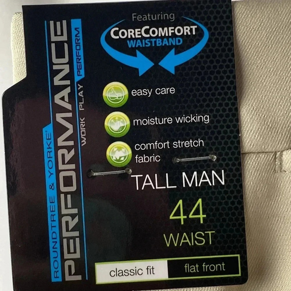 NWT ROUNDTREE & YORKE CORE COMFORT FLAT FRONT SHORTS MENS SIZE 44TALL TAN - Picture 4 of 10